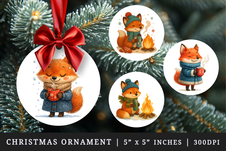 Winter round ornaments sublimation design