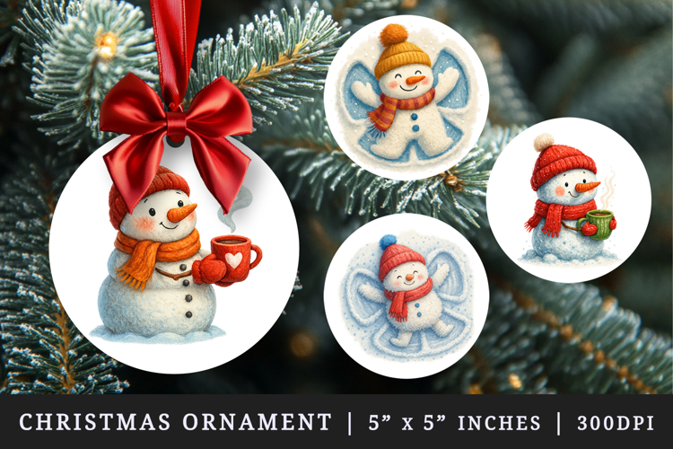 Winter round ornaments sublimation design