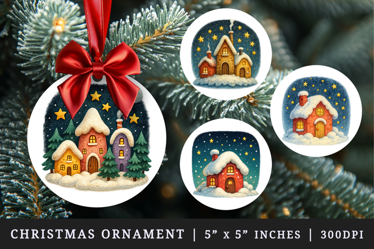 Winter round ornaments sublimation design