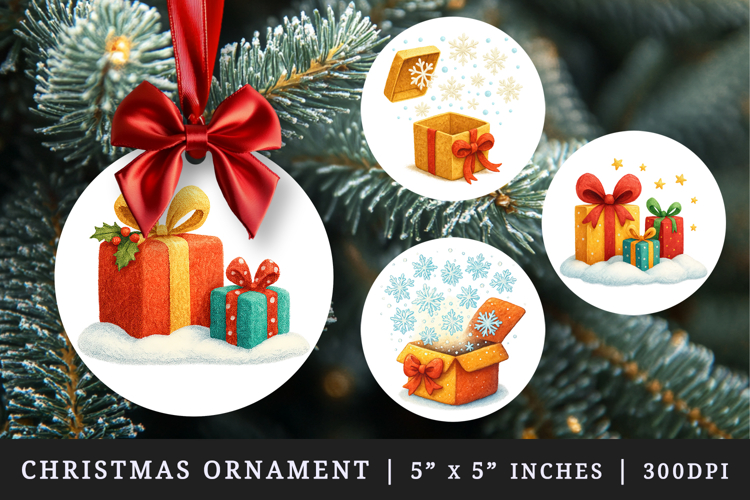 Winter round ornaments sublimation design