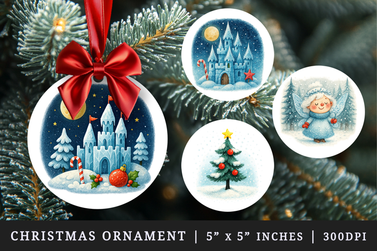 Winter round ornaments sublimation design