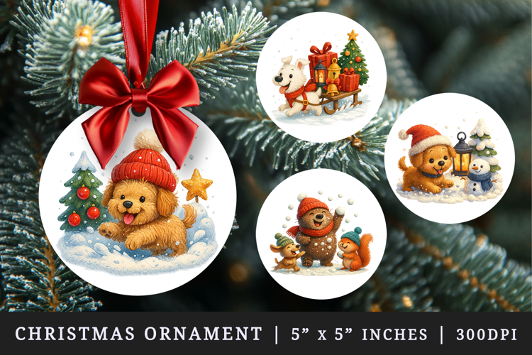 Winter round ornaments sublimation design
