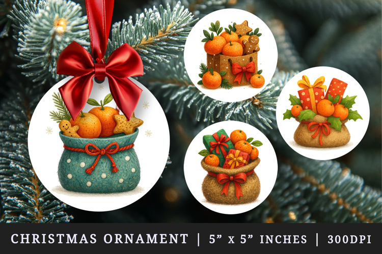Winter round ornaments sublimation design