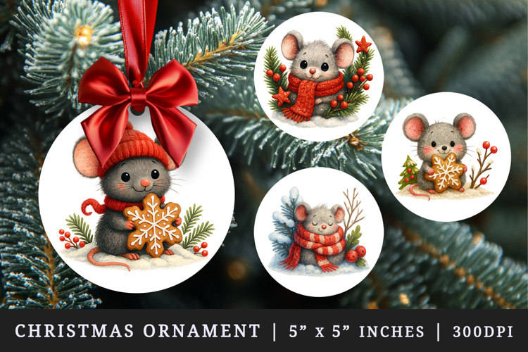 Winter round ornaments sublimation design