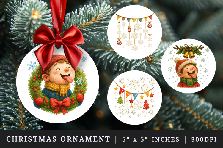 Winter round ornaments sublimation design