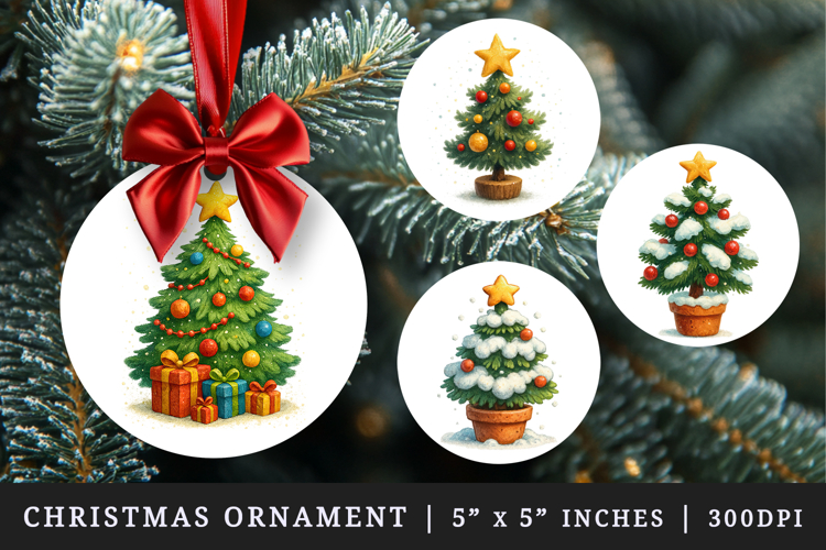 Winter round ornaments sublimation design