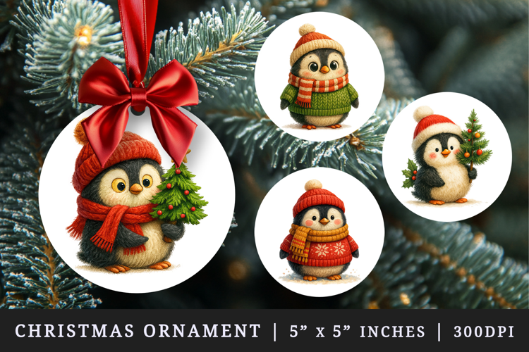 Winter round ornaments sublimation design