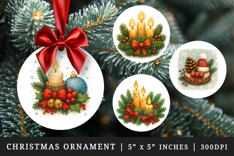 Winter round ornaments sublimation design