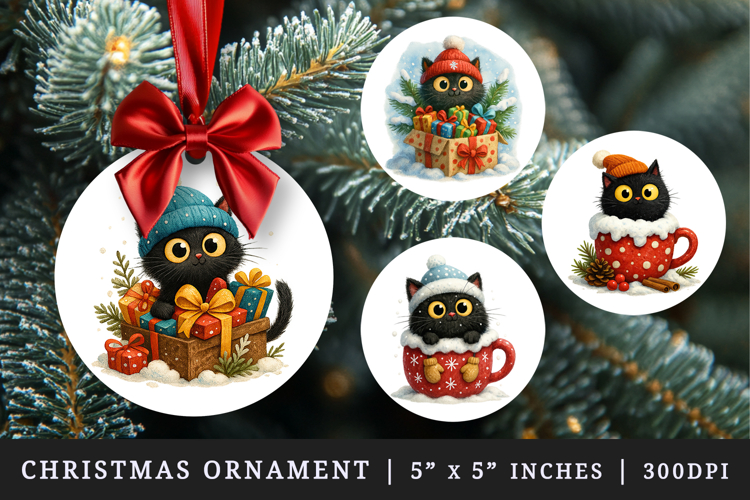 Winter round ornaments sublimation design