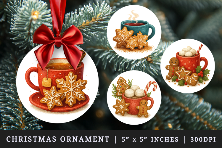 Winter round ornaments sublimation design