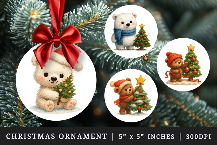 Winter round ornaments sublimation design