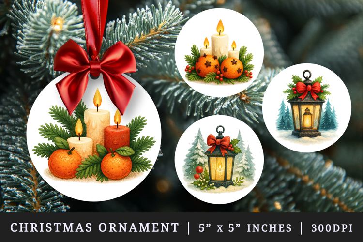 Winter round ornaments sublimation design