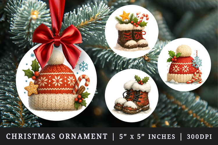 Winter round ornaments sublimation design