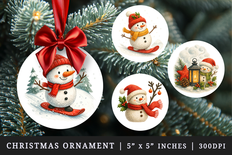 Winter round ornaments sublimation design