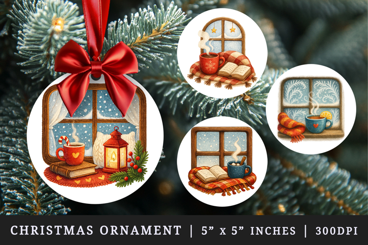 Winter round ornaments sublimation design