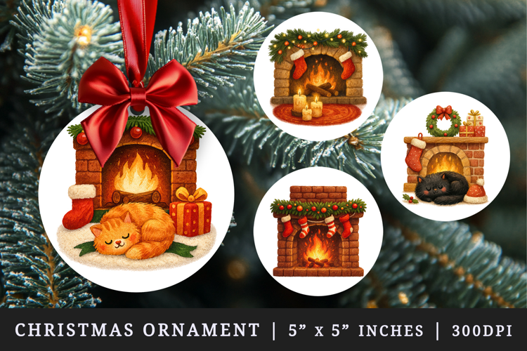 Winter round ornaments sublimation design