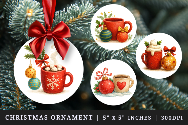 Winter round ornaments sublimation design