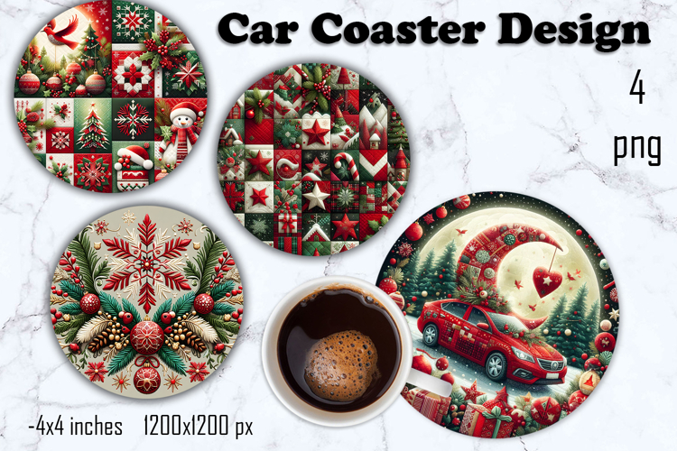Christmas patchwork decor Sublimation car Coaster