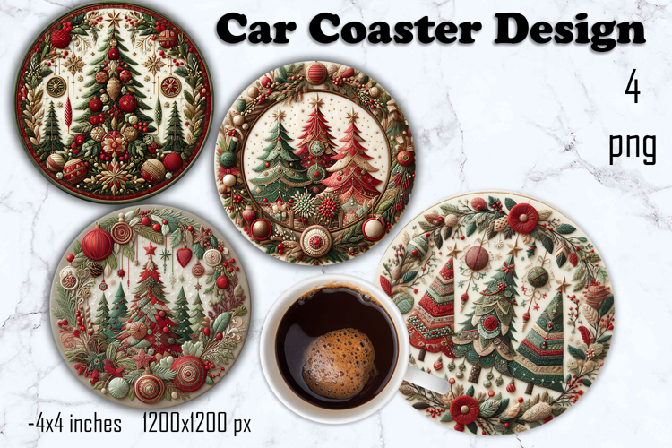 Christmas patchwork decor Sublimation car Coaster