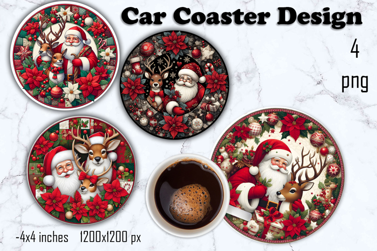 Christmas patchwork decor Sublimation car Coaster