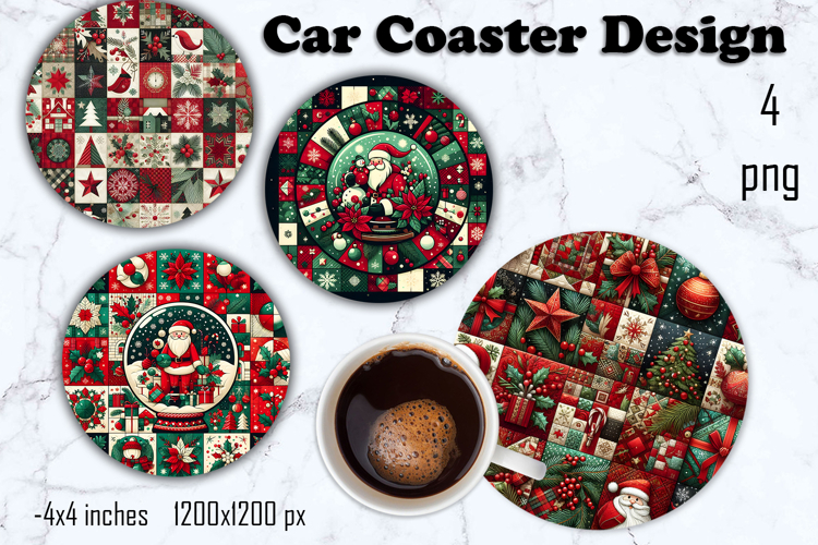 Christmas patchwork decor Sublimation car Coaster