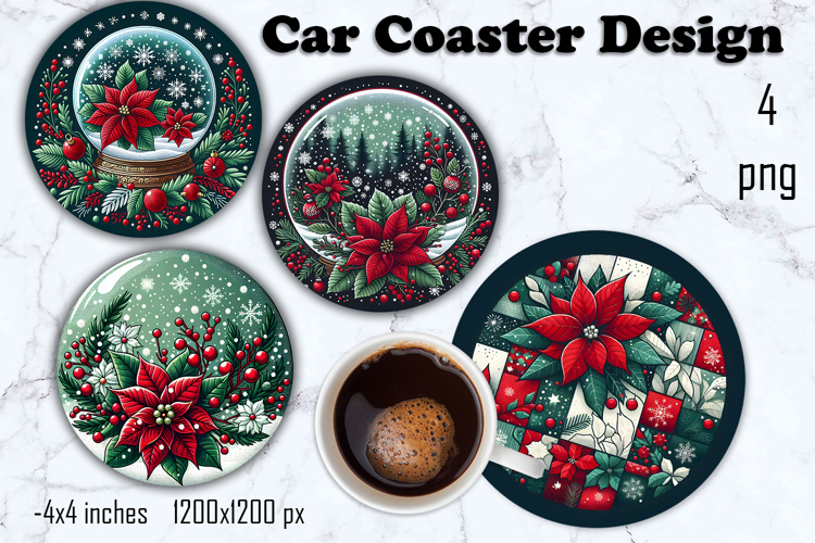 Christmas patchwork decor Sublimation car Coaster