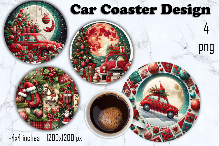 Christmas patchwork decor Sublimation car Coaster