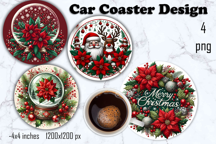 Christmas patchwork decor Sublimation car Coaster