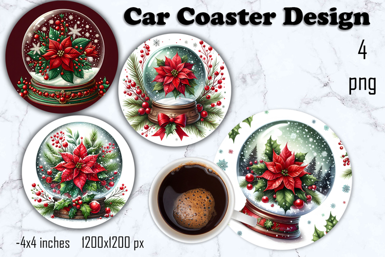 Red and white Poinsettia, epoxy resin Ornament Sublimation
