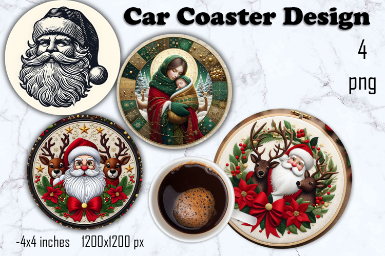 Vintage Santa Ornament Sublimation, Round Ornament Png