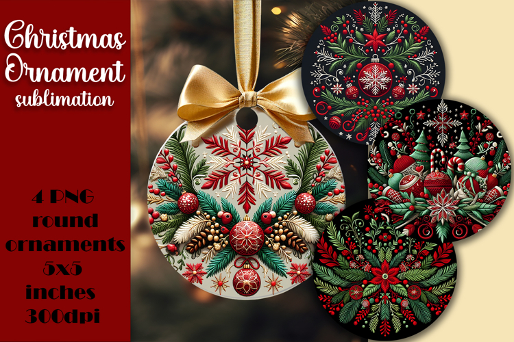 Red and white Poinsettia, epoxy resin Ornament Sublimation