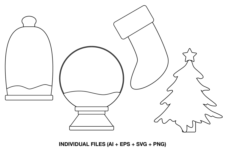 Winter Outline Clipart SVG, Christmas Line Art