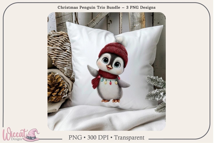 Holiday Penguin Trio PNG Bundle | 3 Sublimation Designs