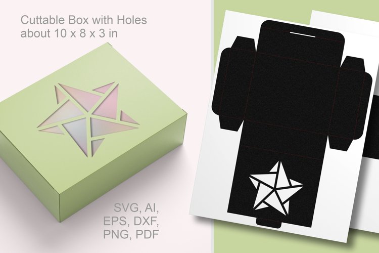 Winter Pentagonal Star Window Rectangular Favor Box Template
