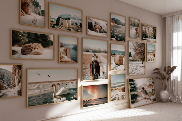 Winter Rustic Farmhouse Wall Art, Set of 100