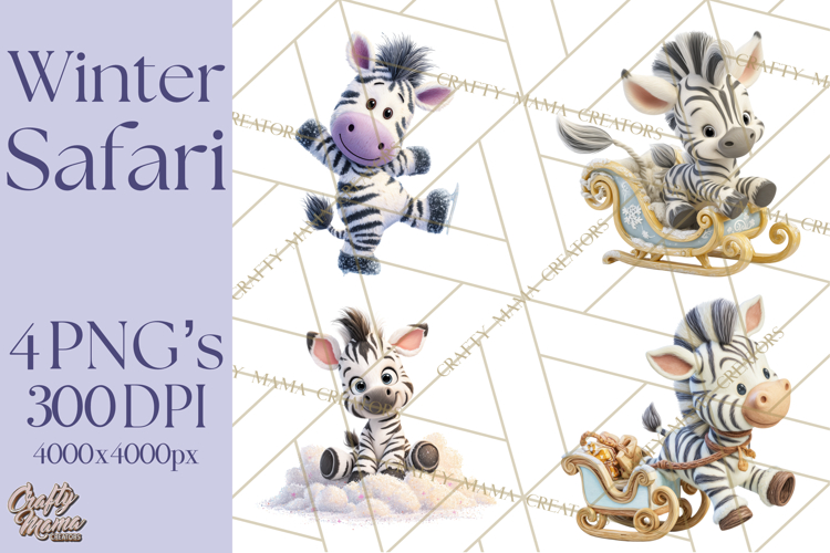 Winter Safari Baby Animals Clipart PNG Cute Holiday Clip Art