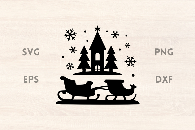 Christmas Sleigh and trees SVG Scene
