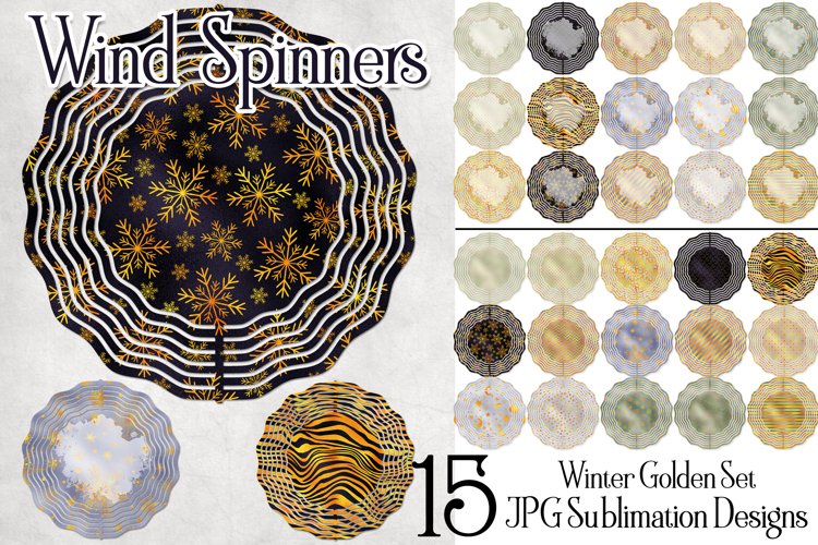 Winter Season Wind Spinners Sublimation Designs - Golden example image 1
