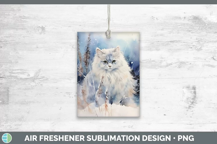 Winter Snow Angora Cat Air Freshener Sublimation Car Freshen