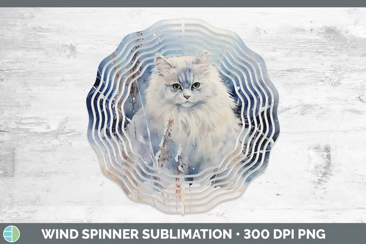 Winter Snow Angora Cat Wind Spinner Sublimation Spinner Desi