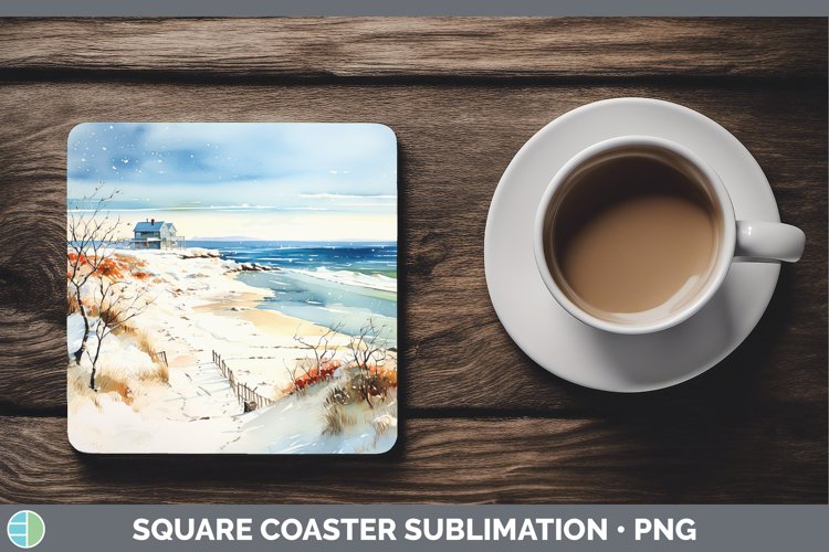 Winter Snow Beach Square Coaster Sublimation Coaster Designs