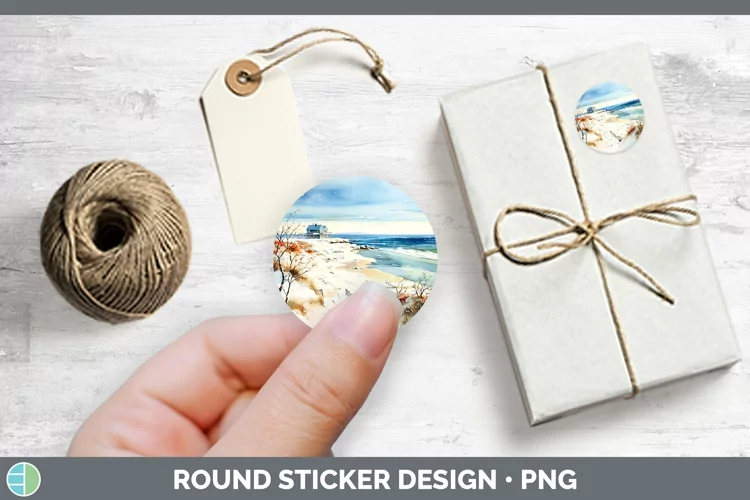 Winter Snow Beach Stickers | Round Labels Designs