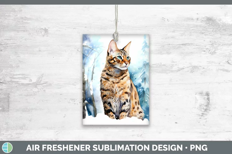 Winter Snow Bengal Cat Air Freshener Sublimation Car Freshen