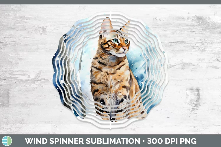 Winter Snow Bengal Cat Wind Spinner Sublimation Spinner Desi