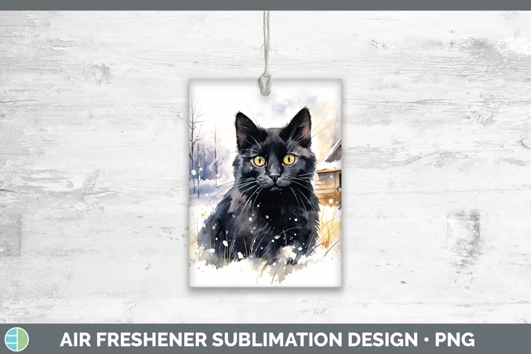 Winter Snow Black Cat Air Freshener Sublimation Car Freshene