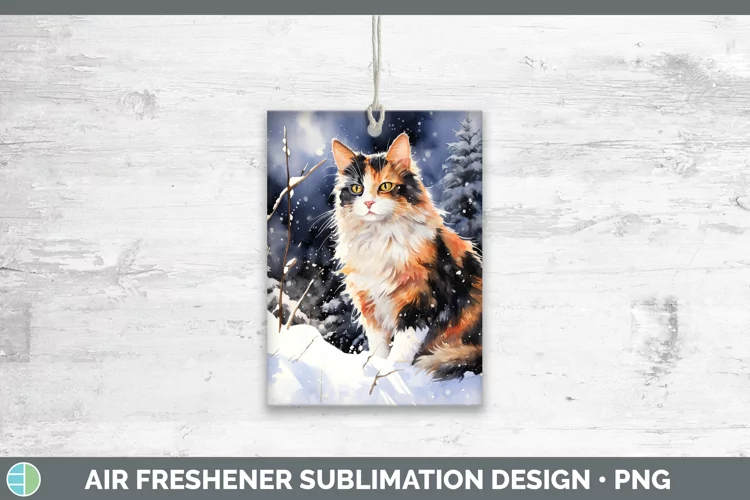 Winter Snow Calico Cat Air Freshener Sublimation Car Freshen