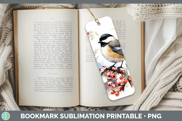 Winter Snow Chickadee Bookmark Sublimation Printable Designs