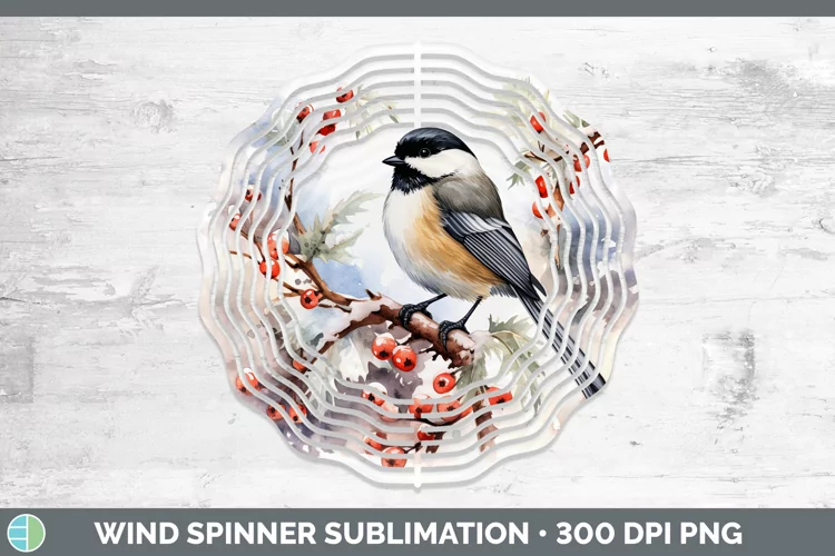 Winter Snow Chickadee Wind Spinner Sublimation Spinner Desig