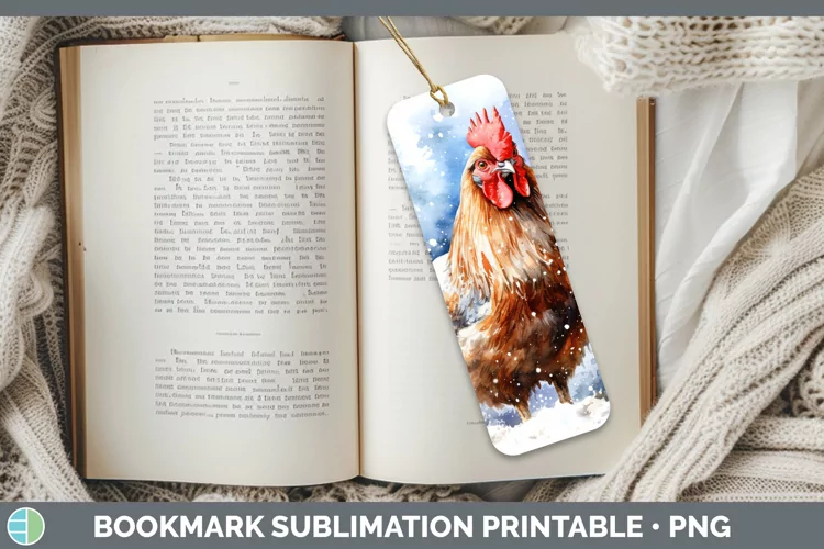 Winter Snow Chicken Bookmark Sublimation Printable Designs