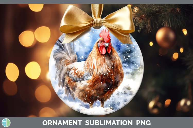 Winter Snow Chicken Ornament Sublimation Bauble Designs
